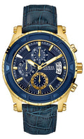  Shop Authentic Guess Pinnacle Chronograph Quartz Blue Dial Blue Leather Strap Watch For Men - W0673G2 - Luxxuri
