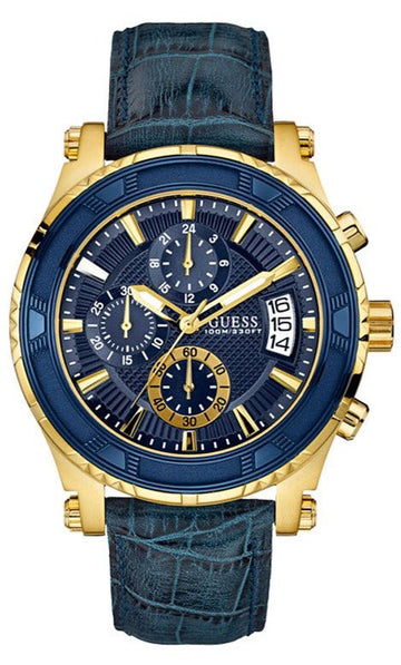  Shop Authentic Guess Pinnacle Chronograph Quartz Blue Dial Blue Leather Strap Watch For Men - W0673G2 - Luxxuri