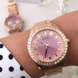  Shop Authentic Guess Glitter Diamonds Pink Dial Rose Gold Steel Strap Watch for Women - GW0405L3 - Luxxuri