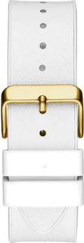 Guess Baguette Crystals Gold Dial White Silicone Strap Watch For Men - GW0208G3