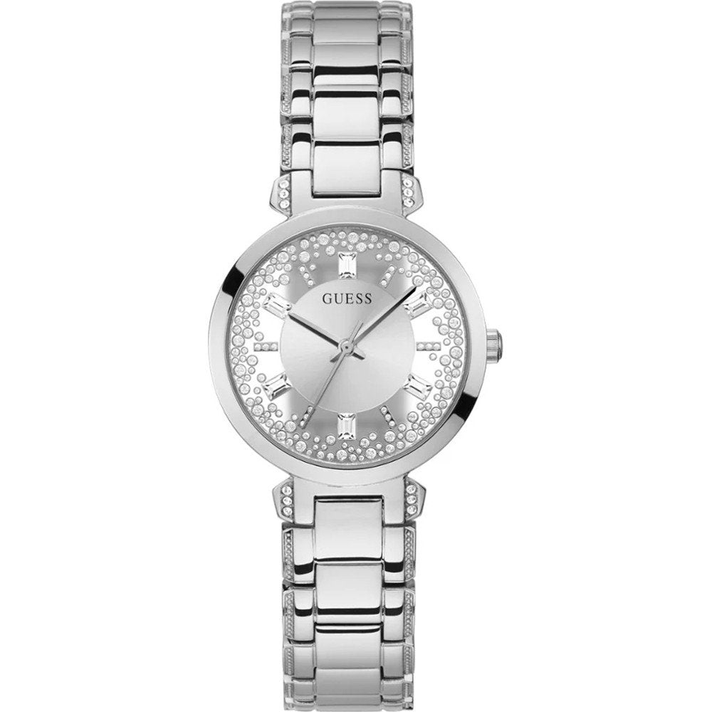  Shop Authentic Guess Night Life Clear Silver Dial Silver Steel Strap Watch for Women - GW0470L1 - Luxxuri