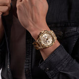  Shop Authentic Guess Continental Diamonds Gold Dial Gold Steel Strap Watch for Men - GW0261G2 - Luxxuri