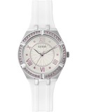  Shop Authentic Guess Sparkling Silver Dial White Rubber Strap Watch For Women - GW0032L1 - Luxxuri