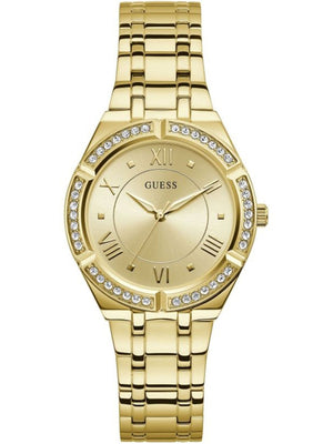  Shop Authentic Guess Cosmo Diamonds Gold Dial Gold Steel Strap Watch For Women - GW0033L2 - Luxxuri