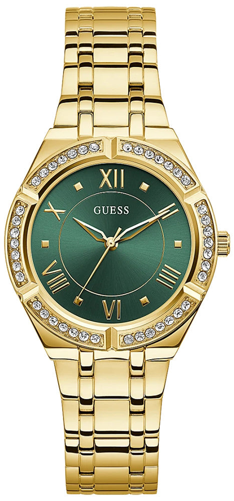  Shop Authentic Guess Cosmo Diamonds Green Dial Gold Steel Strap Watch for Women - GW0033L8 - Luxxuri