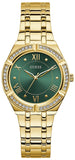  Shop Authentic Guess Cosmo Diamonds Green Dial Gold Steel Strap Watch for Women - GW0033L8 - Luxxuri