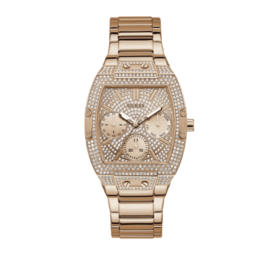 Shop Authentic Guess Raven Diamonds Rose Gold Dial Rose Gold Steel Strap Watch for Women - GW0104L3 - Luxxuri