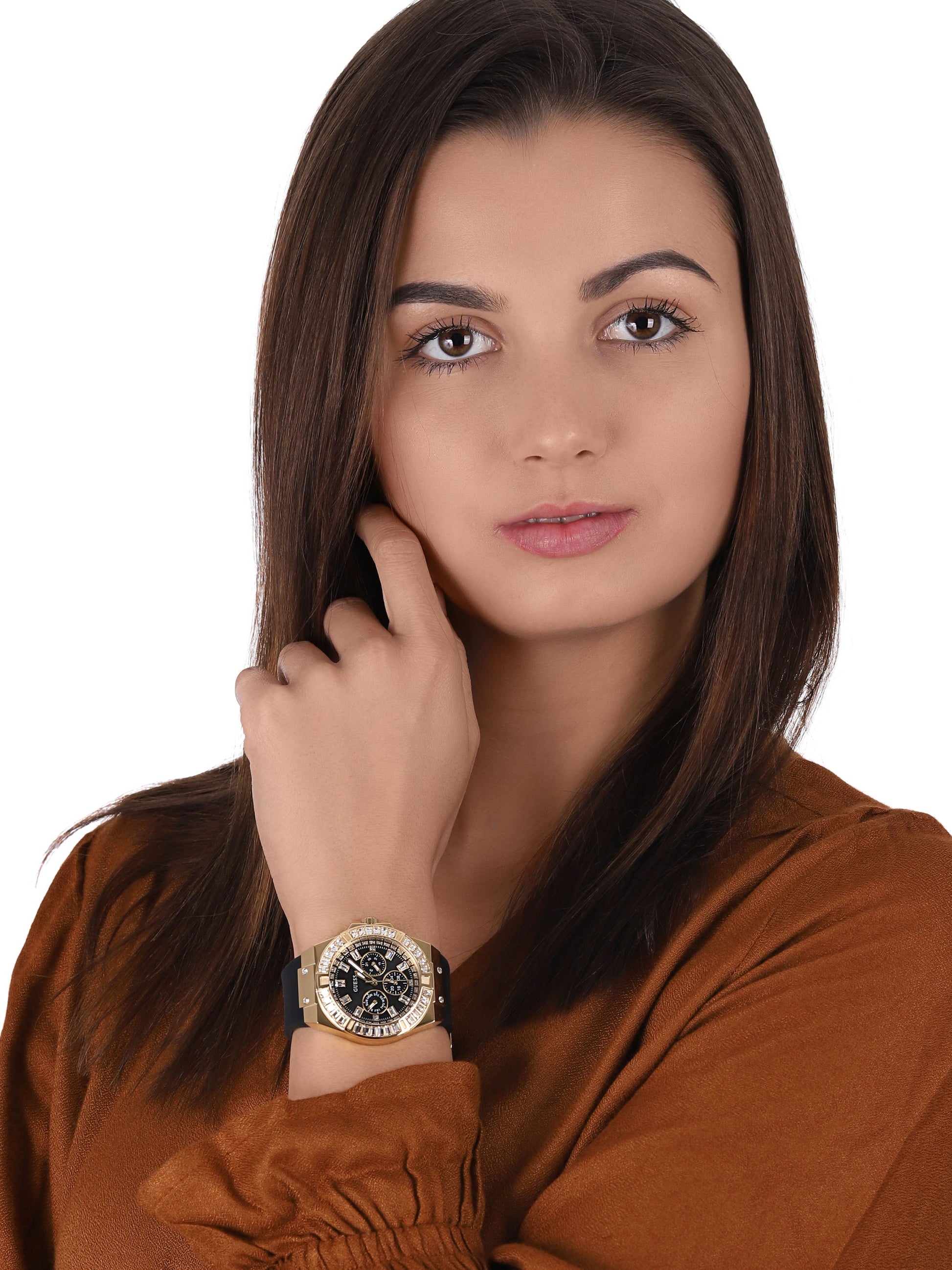  Shop Authentic Guess Venus Diamonds Black Dial Black Rubber Strap Watch for Women - GW0118L1 - Luxxuri