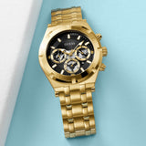  Shop Authentic Guess Continental Black Dial Gold Steel Strap Watch for Men - GW0260G2 - Luxxuri