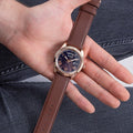 Shop Authentic Guess Connoisseur Blue Dial Brown Leather Strap Watch For Men - GW0353G2 - Luxxuri