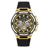  Shop Authentic Guess Matrix Multifunction Gold Dial Black Rubber Strap Watch For Men - GW0423G2 - Luxxuri