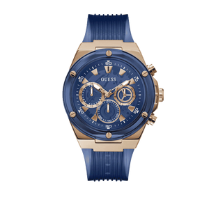  Shop Authentic Guess Poseidon Chronograph Blue Dial Blue Silicone Strap Watch For Men - GW0425G3 - Luxxuri