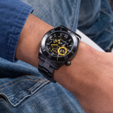  Shop Authentic Guess Axel Multifunction Black Dial Black Steel Strap Watch For Men - GW0488G3 - Luxxuri