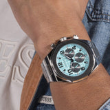  Shop Authentic Guess Empire Chronograph Quartz Sky Blue Dial Silver Steel Strap Watch For Men - GW0489G3 - Luxxuri
