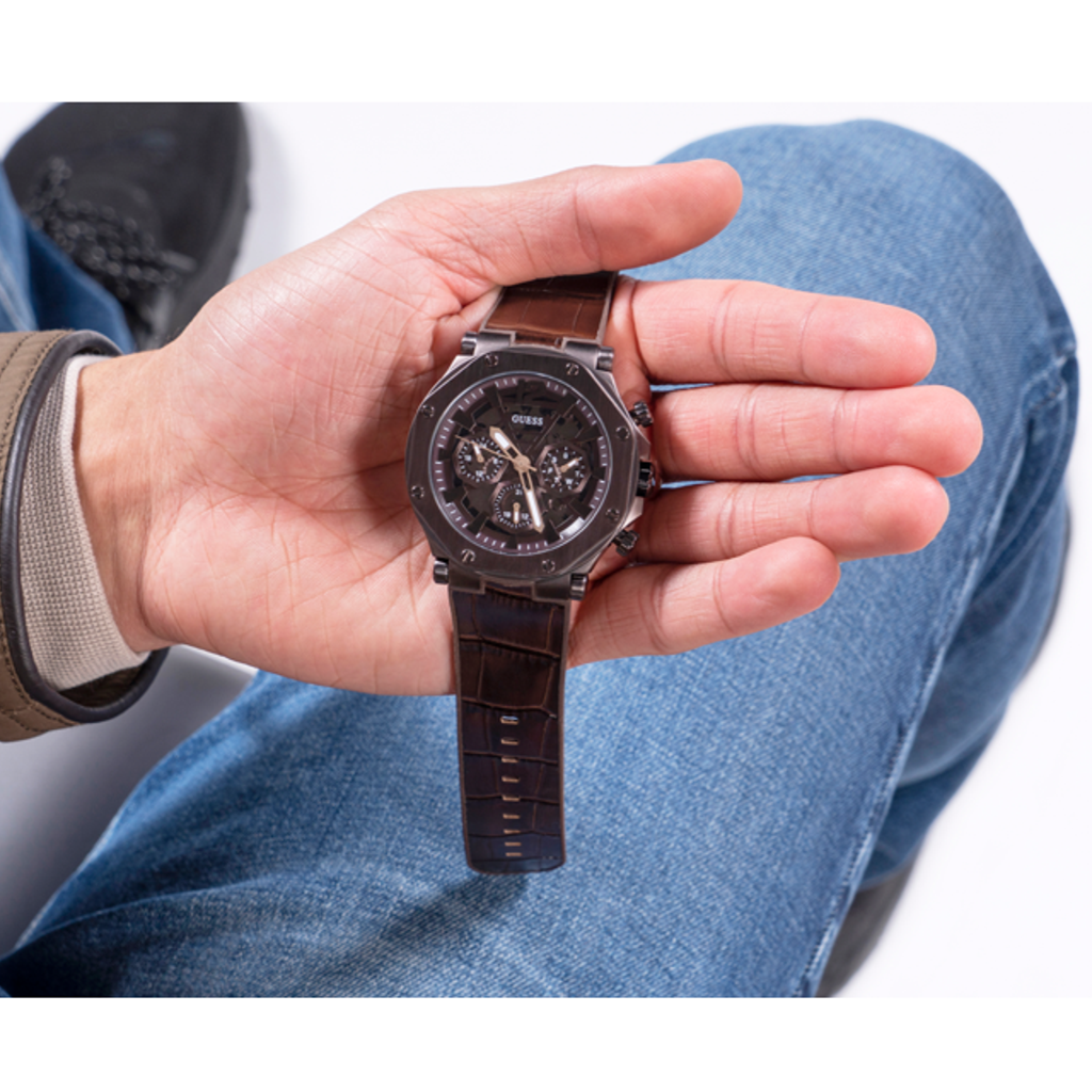  Shop Authentic Guess Edge Chronograph Brown Dial Brown Leather Strap Watch For Men - GW0492G2 - Luxxuri