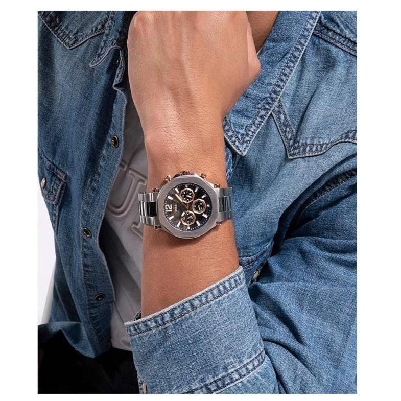  Shop Authentic Guess Edge Chronograph Black Dial Silver Steel Strap Watch For Men - GW0539G1 - Luxxuri