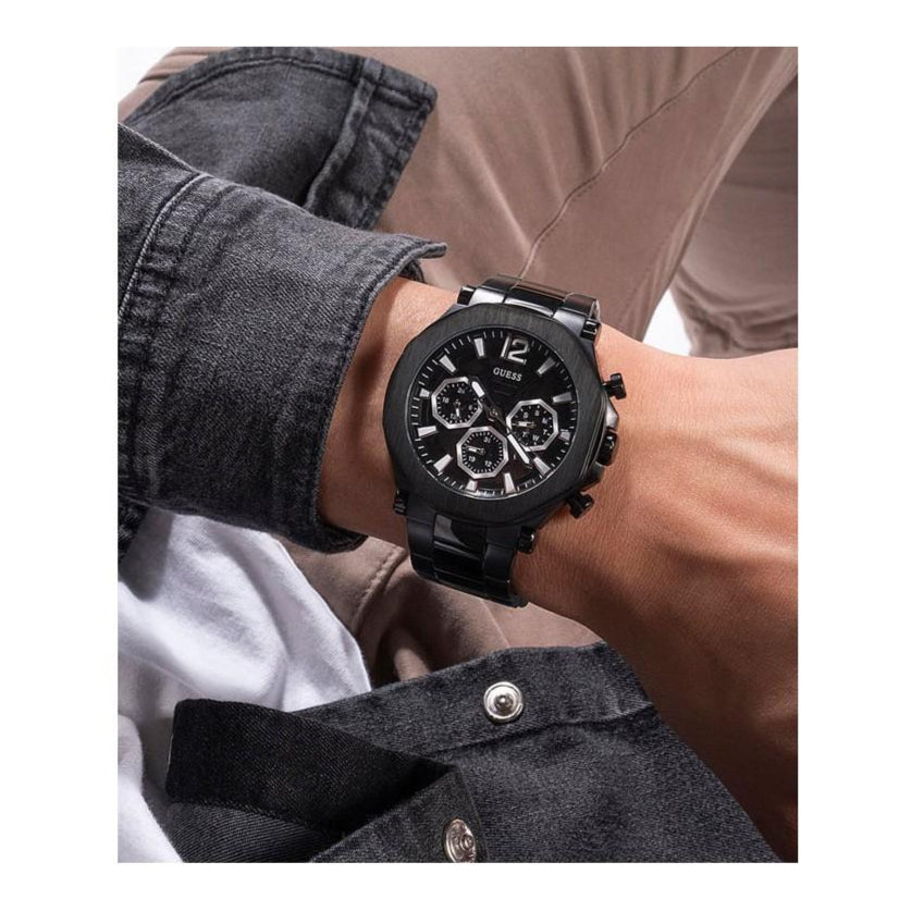  Shop Authentic Guess Edge Chronograph Black Dial Black Steel Strap Watch For Men - GW0539G3 - Luxxuri