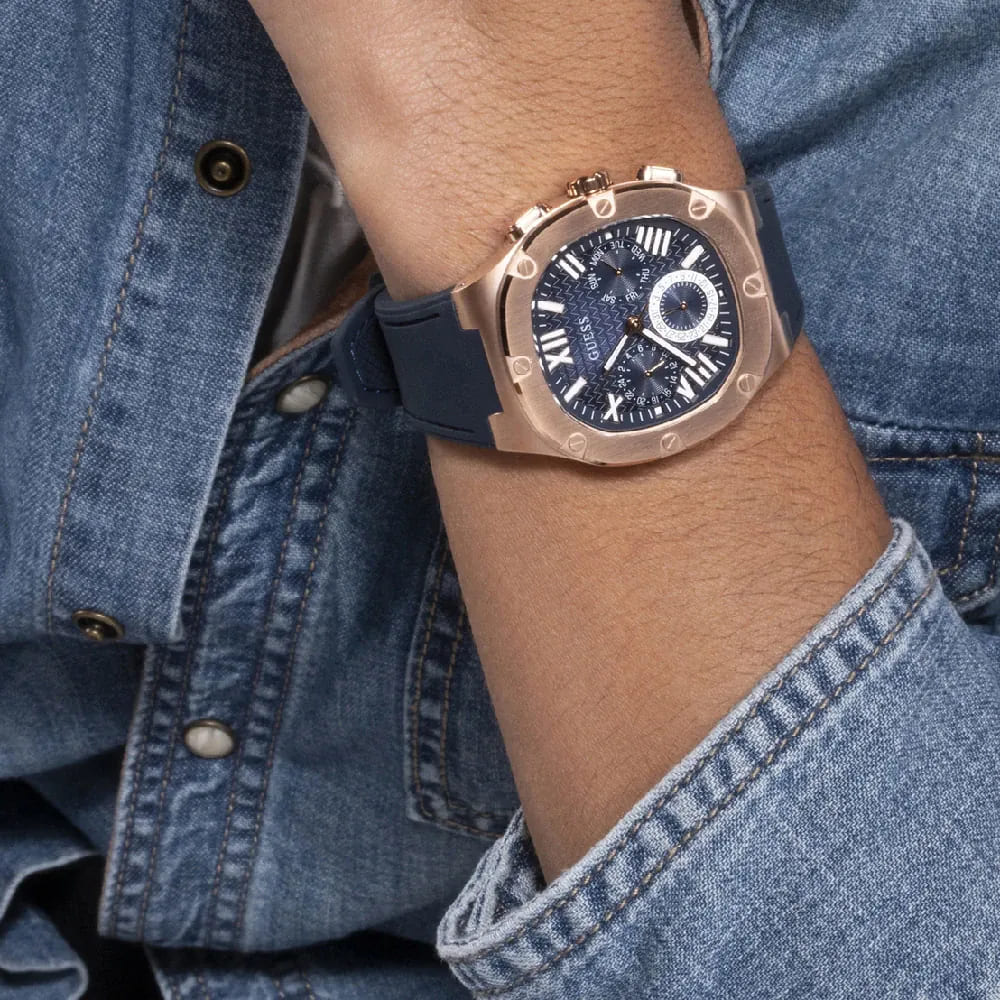  Shop Authentic Guess Headline Multifunction Quartz Blue Dial Blue Silicone Strap Watch For Men - GW0571G2 - Luxxuri