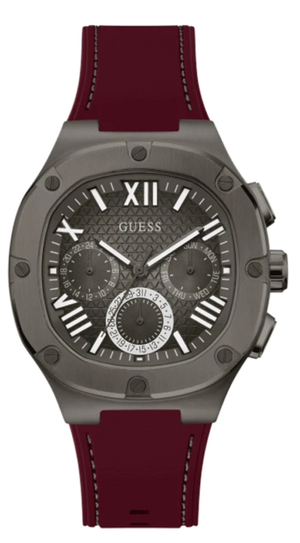  Shop Authentic Guess Headline Multifunction Grey Dial Burgundy Silicone Strap Watch For Men - GW0571G4 - Luxxuri