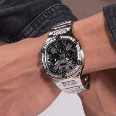  Shop Authentic Guess Duke Glitz Black Dial Silver Steel Strap Watch For Men - GW0576G1 - Luxxuri