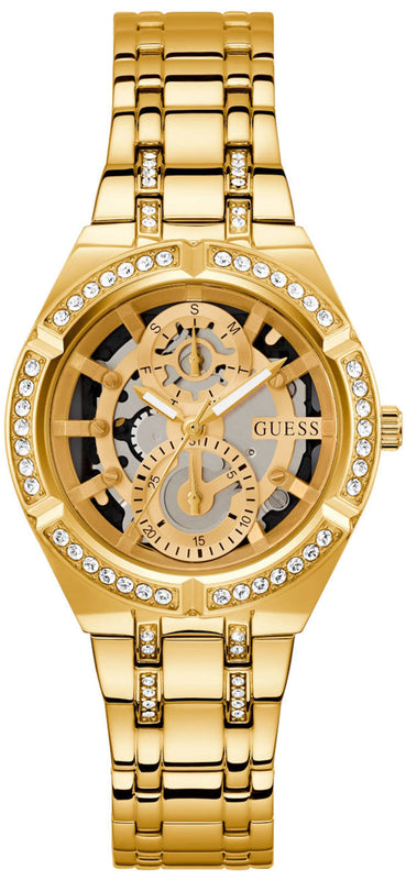  Shop Authentic Guess Allara Quartz Gold Dial Gold Steel Strap Watch For Women - GW0604L2 - Luxxuri