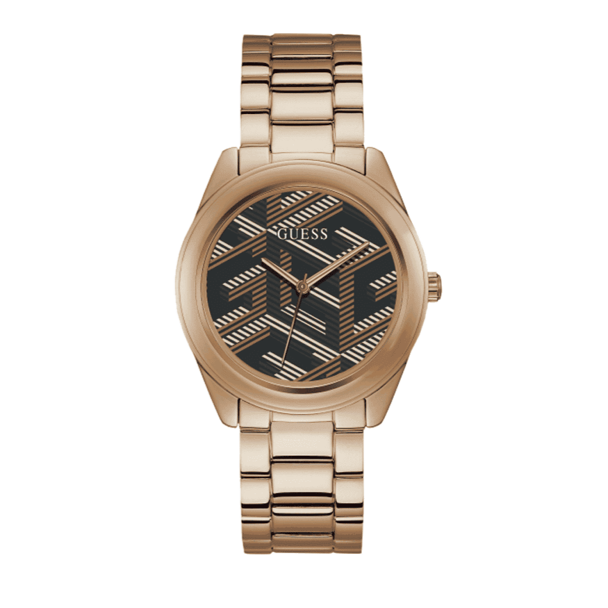 Shop Authentic Guess Cubed Analog Black Dial Rose Gold Steel Strap Watch For Women - GW0607L3 - Luxxuri