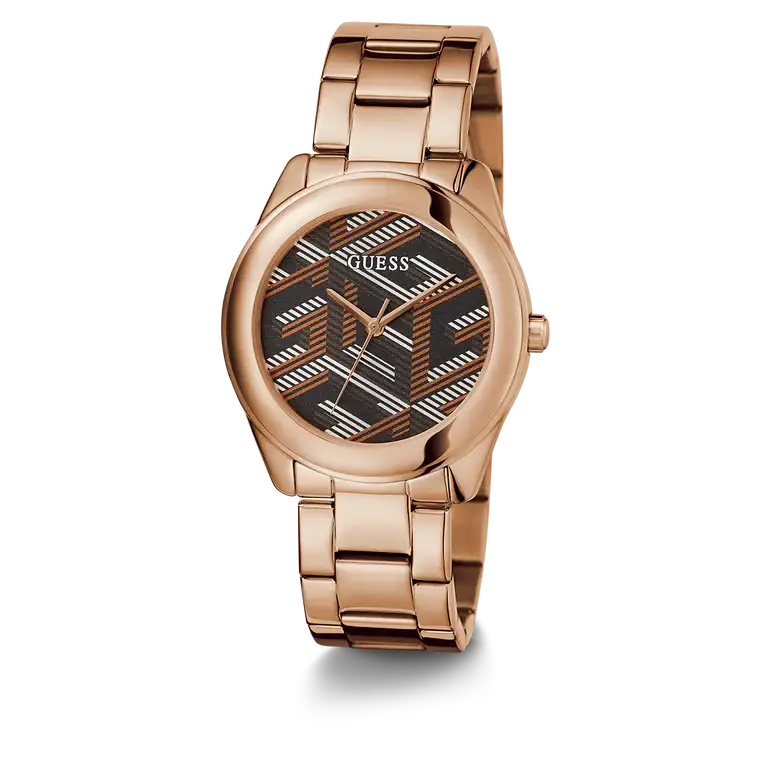  Shop Authentic Guess Cubed Analog Black Dial Rose Gold Steel Strap Watch For Women - GW0607L3 - Luxxuri