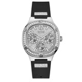  Shop Authentic Guess Duchess Crystals Silver Dial Black Silicon Strap Watch For Women - GW0619L1 - Luxxuri