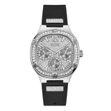  Shop Authentic Guess Duchess Crystals Silver Dial Black Silicon Strap Watch For Women - GW0619L1 - Luxxuri