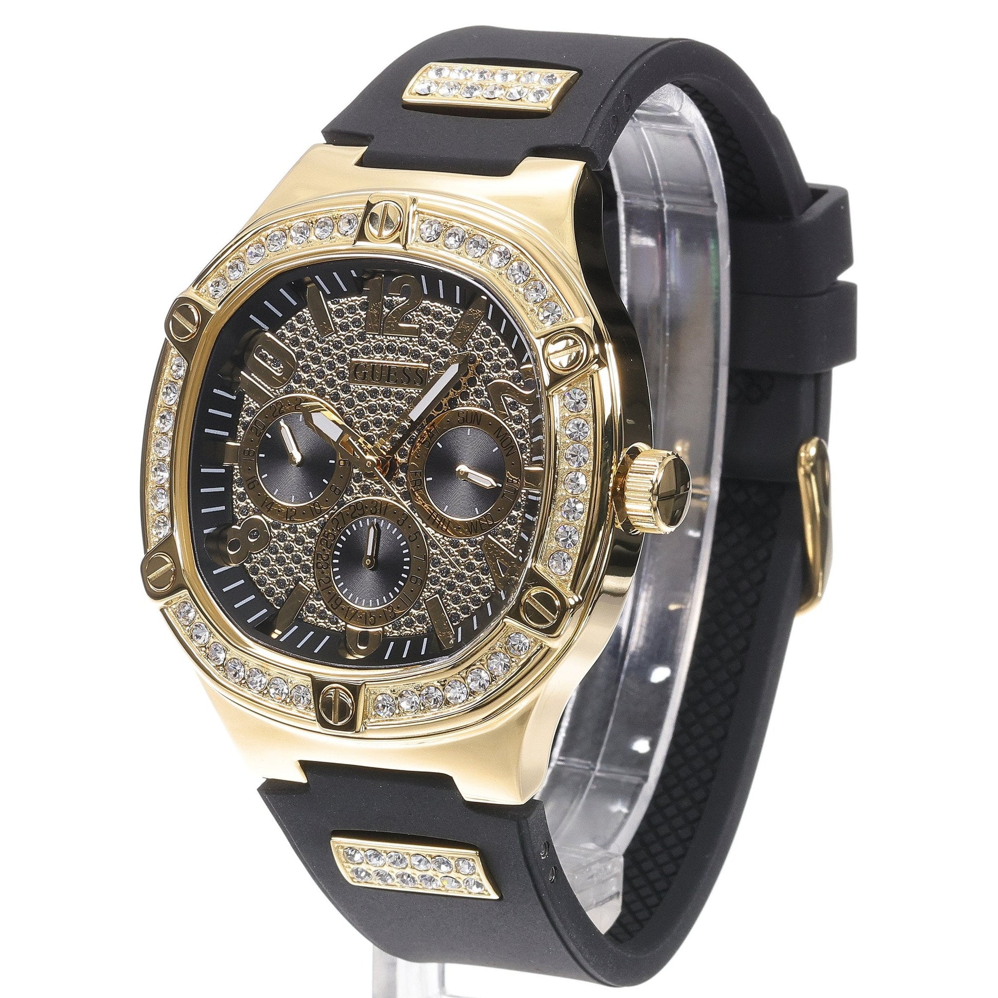  Shop Authentic Guess Duke Crystals Black Dial Black Silicone Strap Watch For Men - GW0641G2 - Luxxuri
