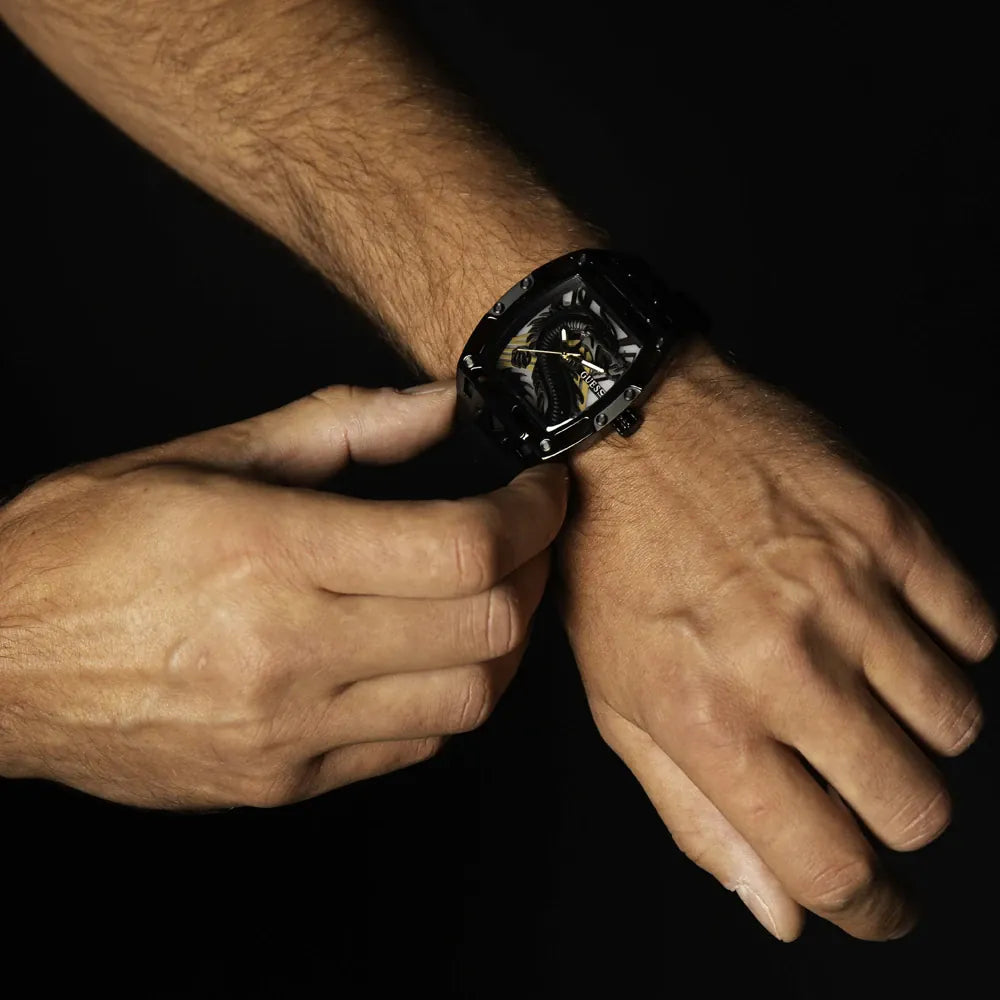  Shop Authentic Guess Legend Analog Black Dial Black Rubber Strap Watch For Men - GW0648G1 - Luxxuri