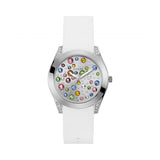  Shop Authentic Guess Wanderlust Crystals Silver Dial White Rubber Strap Watch For Women - W1059L3 - Luxxuri