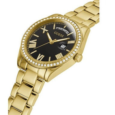  Shop Authentic Guess Luna Diamonds Black Dial Gold Steel Strap Watch for Women - GW0307L2 - Luxxuri