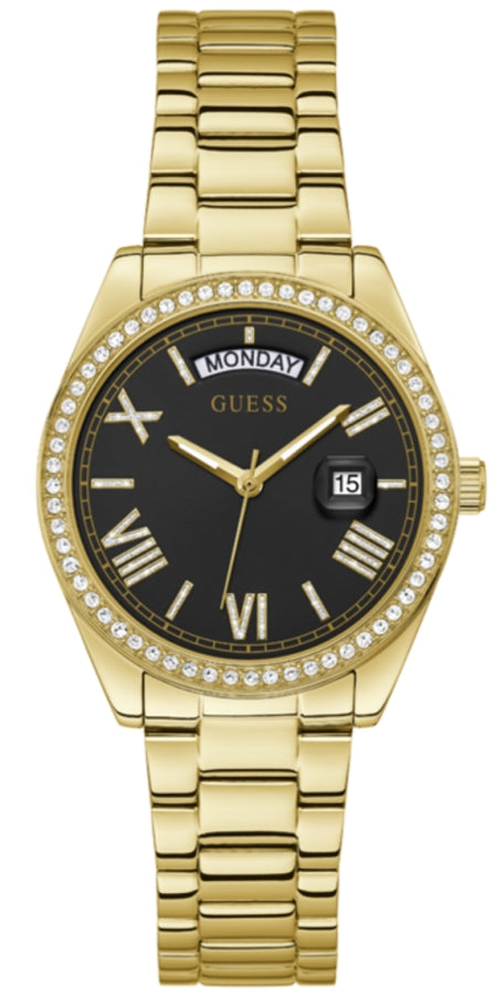 Shop Authentic Guess Luna Diamonds Black Dial Gold Steel Strap Watch for Women - GW0307L2 - Luxxuri
