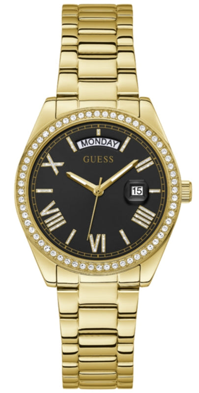  Shop Authentic Guess Luna Diamonds Black Dial Gold Steel Strap Watch for Women - GW0307L2 - Luxxuri