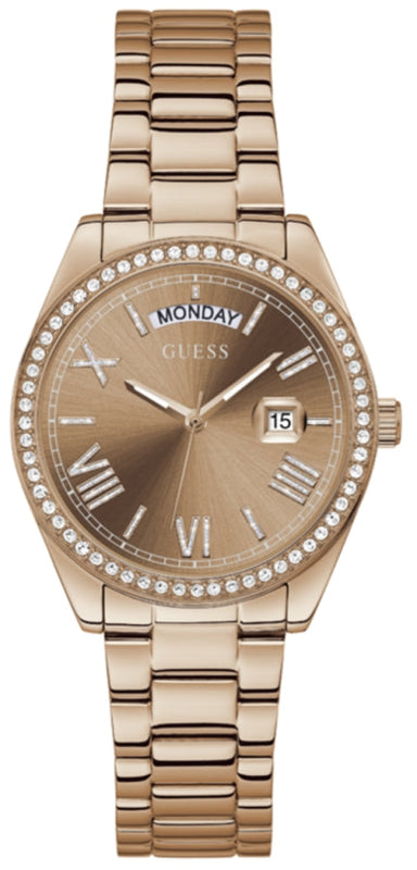  Shop Authentic Guess Luna Diamonds Rose Gold Dial Rose Gold Steel Strap Watch for Women - GW0307L3 - Luxxuri