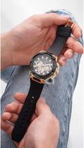  Shop Authentic Guess Matrix Multifunction Gold Dial Black Rubber Strap Watch For Men - GW0423G2 - Luxxuri