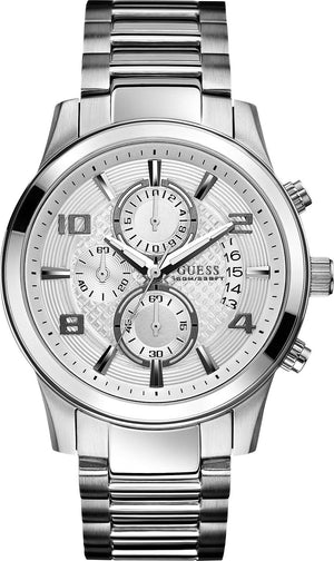  Shop Authentic Guess Exec Quartz Silver Dial Silver Steel Strap Watch for Men - W0075G3 - Luxxuri