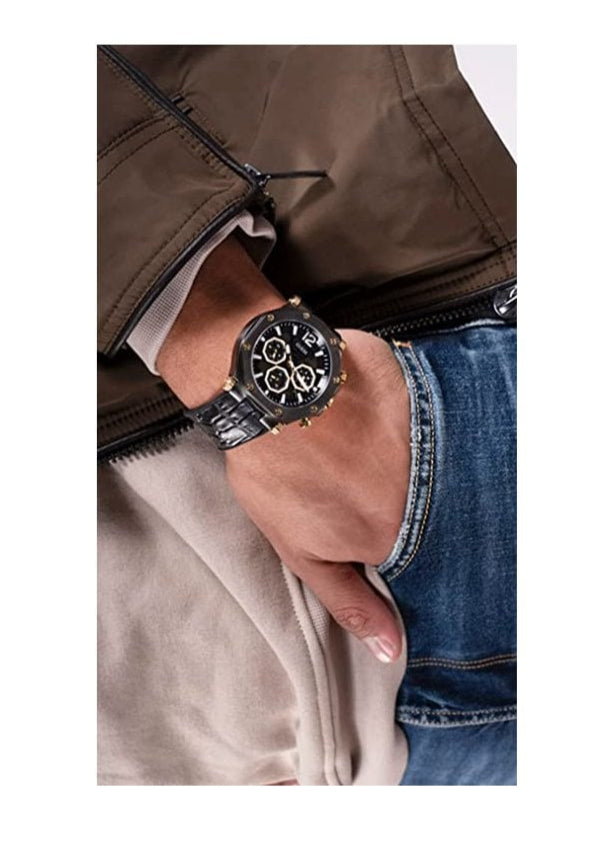  Shop Authentic Guess Edge Chronograph Black Dial Black Leather Strap Watch For Men - GW0492G1 - Luxxuri