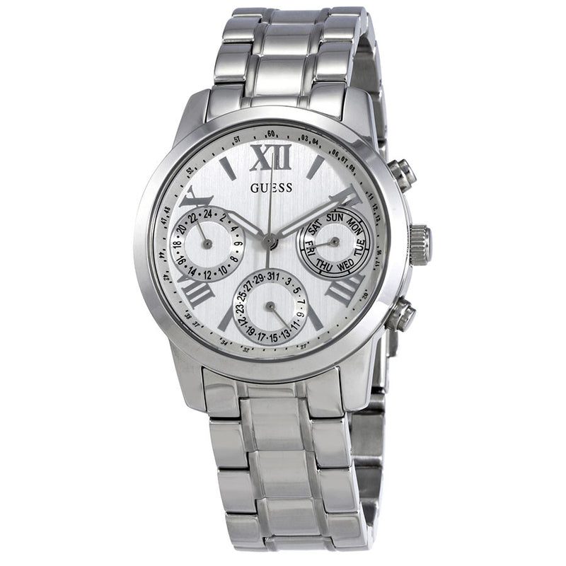  Shop Authentic Guess Mini Sunrise Silver Dial Silver Steel Strap Watch For Women - W0448L1 - Luxxuri