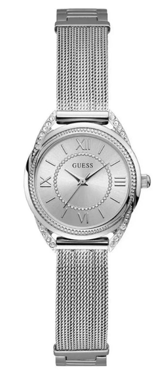  Shop Authentic Guess Whisper Silver Dial Silver Mesh Bracelet Watch for Women - W1084L1 - Luxxuri
