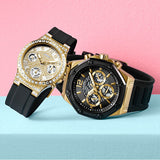  Shop Authentic Guess Moonlight Crystals Silver Dial Black Silicone Strap Watch For Women - GW0257L1 - Luxxuri