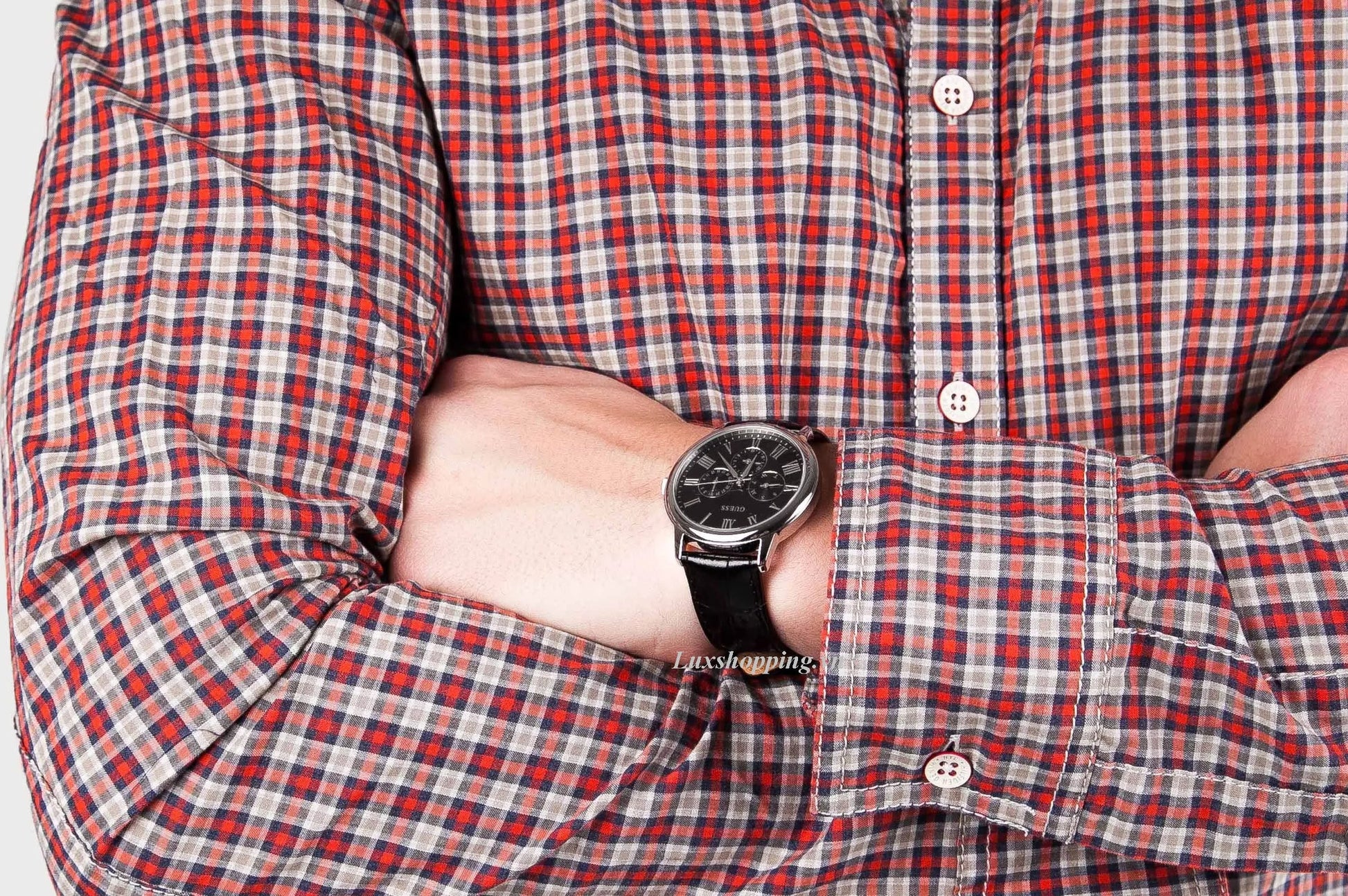  Shop Authentic Guess Wafer Analog Black Dial Black Leather Strap Watch For Men - W70016G1 - Luxxuri