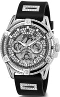  Shop Authentic Guess King Quartz Crystals Silver Dial Black Silicone Strap Watch For Men - GW0537G1 - Luxxuri