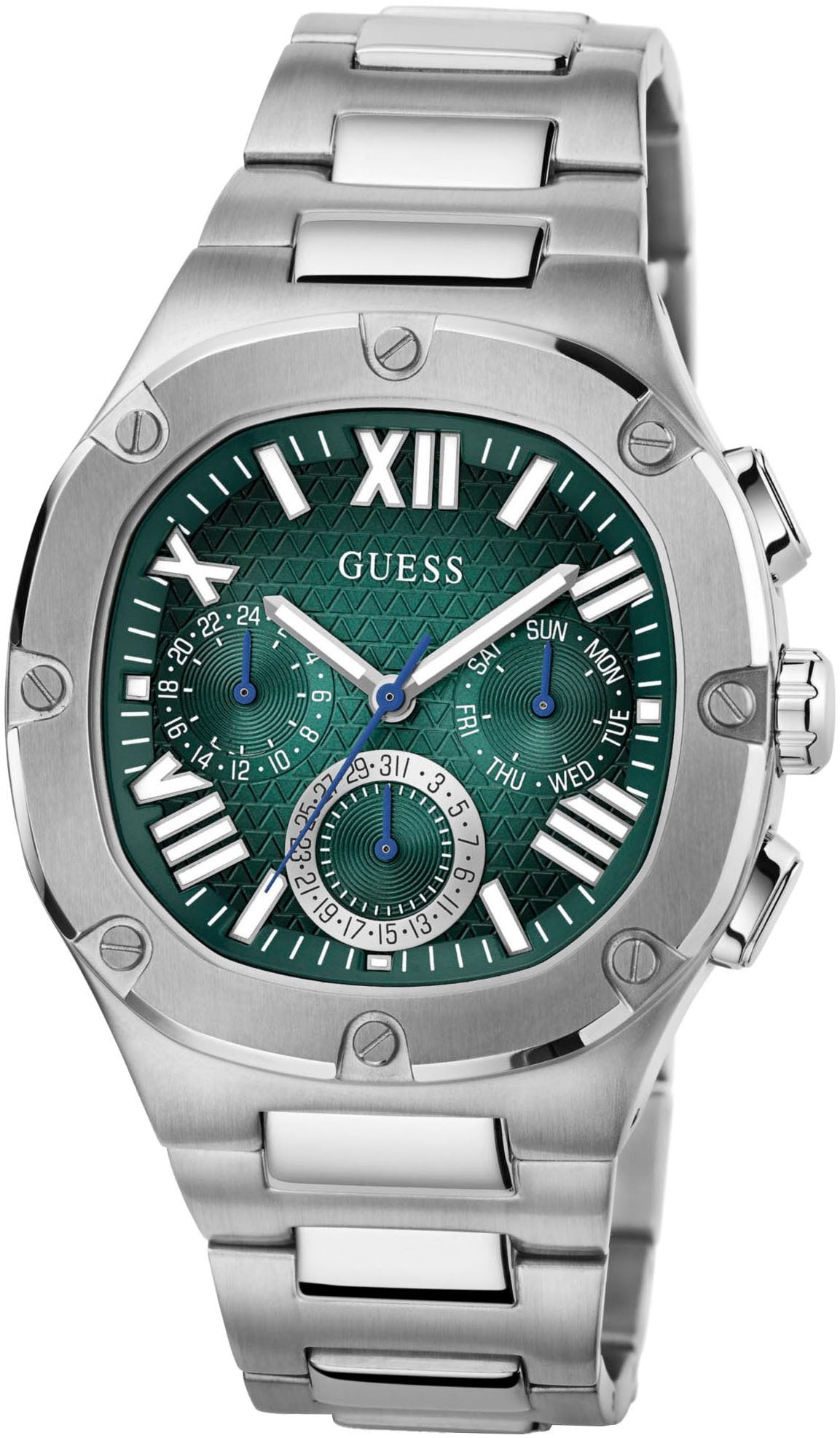  Shop Authentic Guess Headline Quartz Green Dial Silver Steel Strap Watch For Men - GW0572G6 - Luxxuri