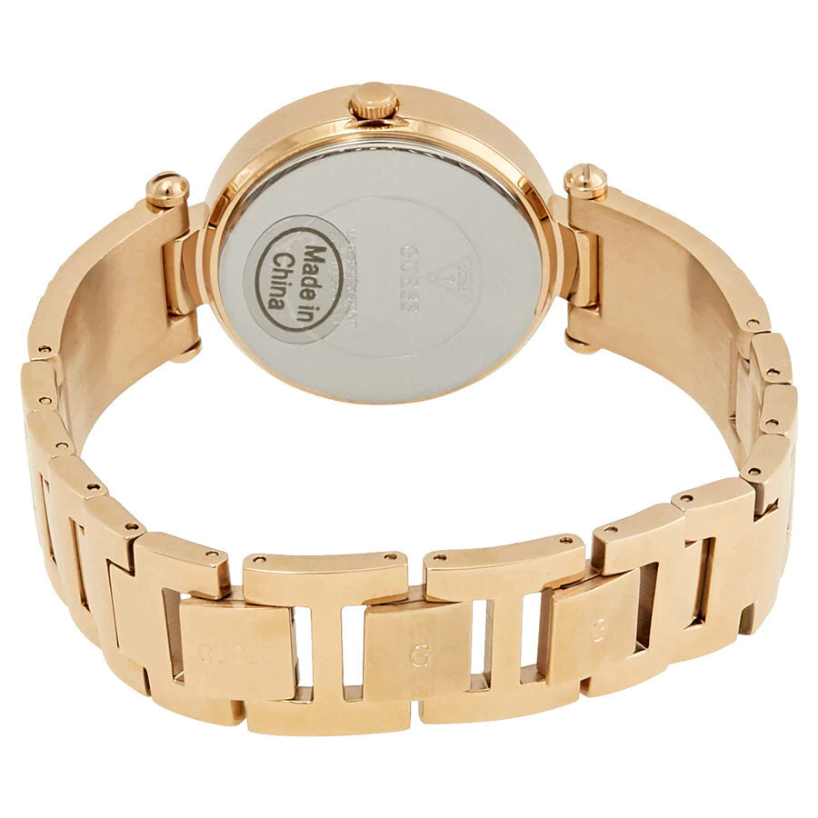Guess Muse Quartz Silver Dial Rose Gold Steel Strap Watch For Women - W1008L3