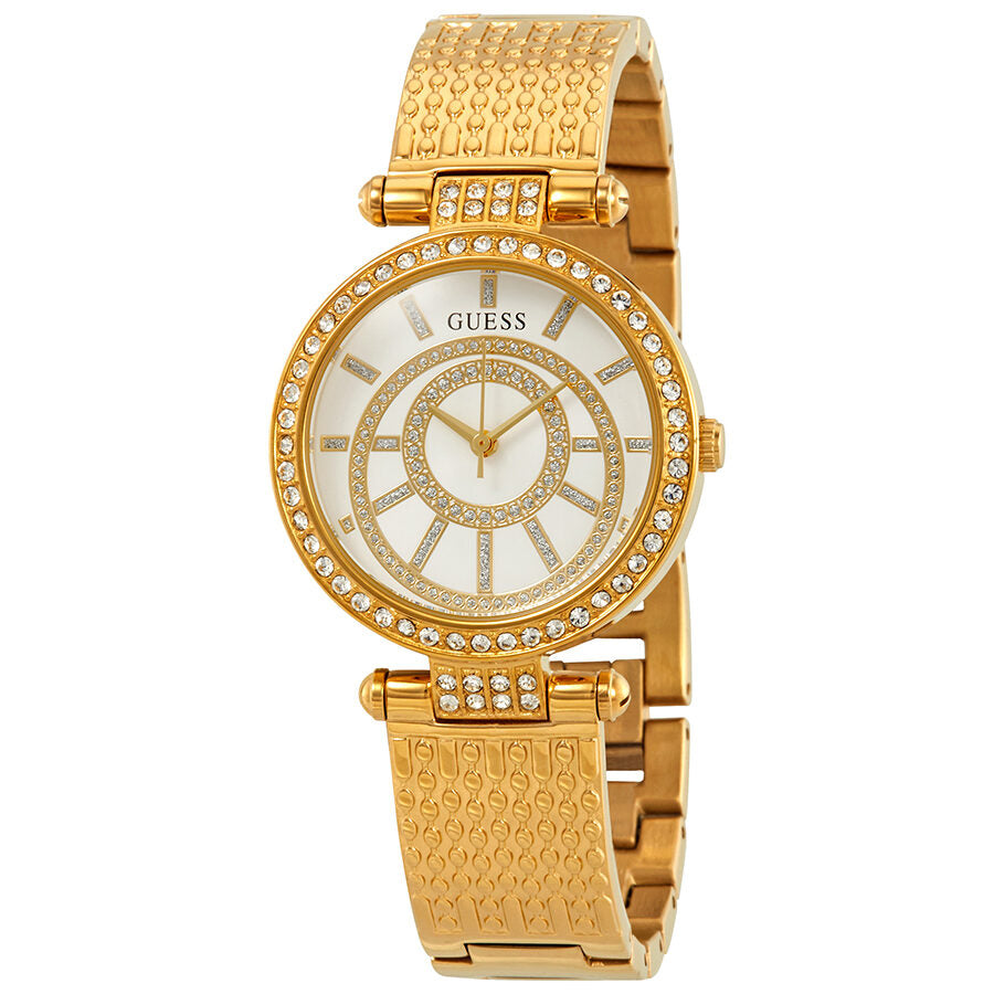  Shop Authentic Guess Muse Crystals White Dial Rose Gold Steel Strap Watch For Women - W1008L2 - Luxxuri