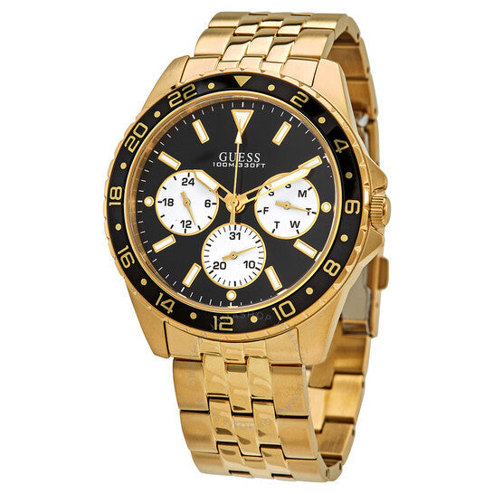  Shop Authentic Guess Odyssey Multifunction Black Dial Gold Steel Strap Watch For Men - W1107G4 - Luxxuri