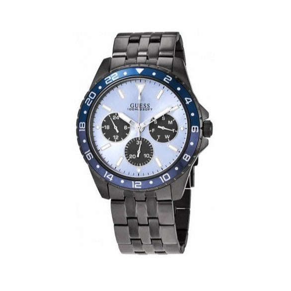 Guess Odyssey Quartz Blue Dial Gunmetal Steel Strap Watch For Men - W1107G5