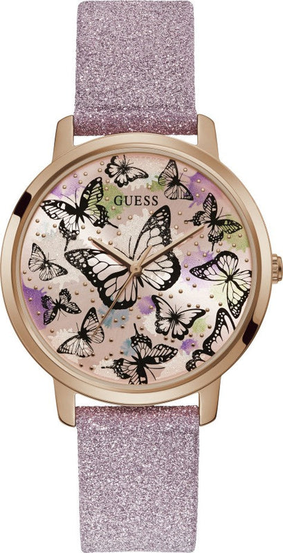  Shop Authentic Guess Mariposa Pink Dial Pink Leather Strap Watch for Women - GW0008L2 - Luxxuri